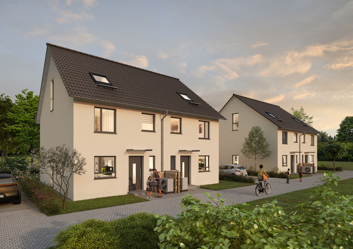 Zufahrtsansicht Doppelhaushälfte